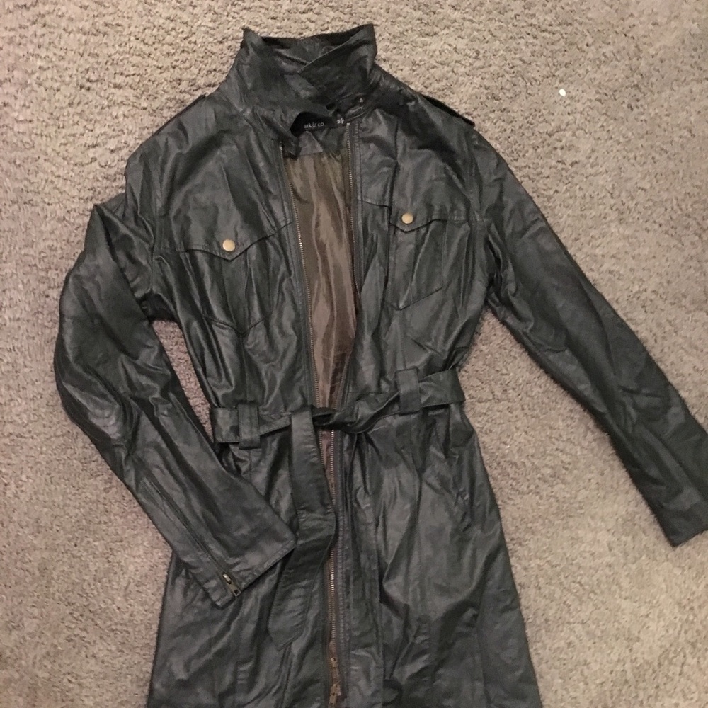 Vegan leather trench coat